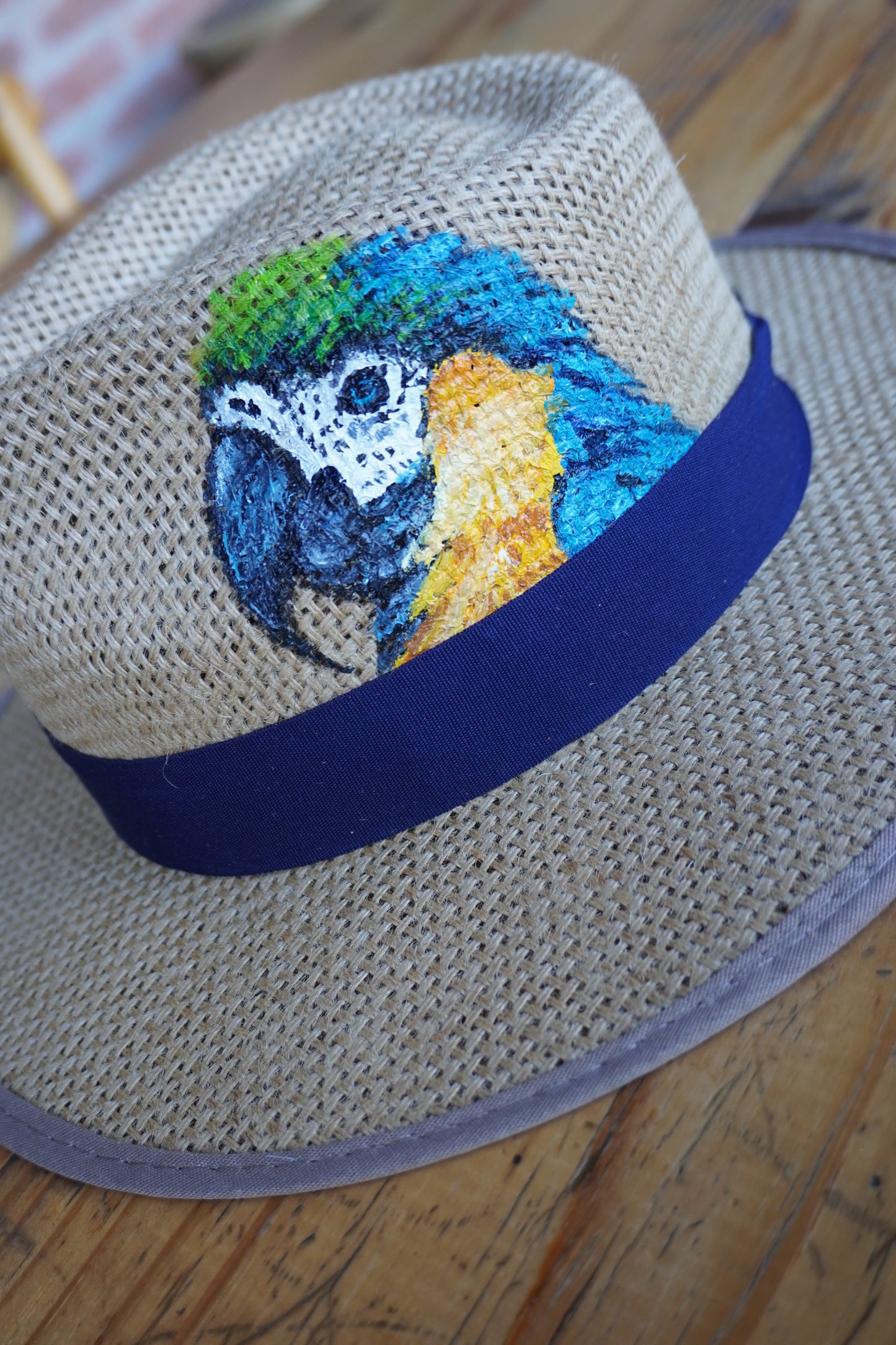 Hand-painted parrot blue