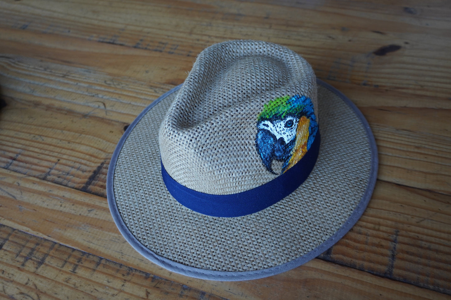 Hand-painted parrot blue